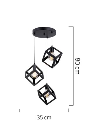 Cup 3-teilige schwarze Hängelampe, modernes junges Zimmer, Küche, Retro-Wohnzimmer, Hängelampe, Kronleuchter, 3032-03-BL - 5