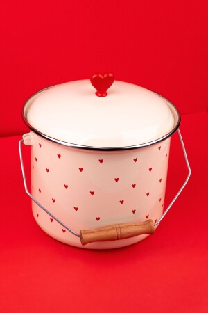Cupid Kalp Desenli Emaye Yoğurt-bakliyat Bakracı (20CM-3 LİTRE-TÜM OCAKLARLA UYUMLU) - Emaylab