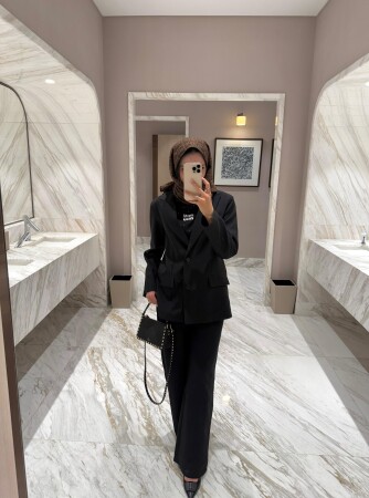 Cupro Kumaş Takım - Siyah - Duendeca