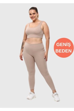 Curve Damen-Strumpfhose, große Größe, Cord-Strickstoff, hohe Taille, cremefarben - 1