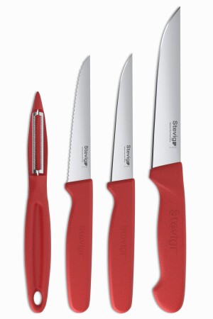 Cut 4 Frischgemüseschäler und Messerset 4-teilig Rot St-402 - 1