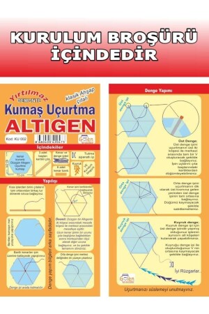 D-monte Kumaş Altıgen Uçurtma Yapım Seti - Ahşap Çıtalı - Turuncu GLNH002 - 1A1 - 4