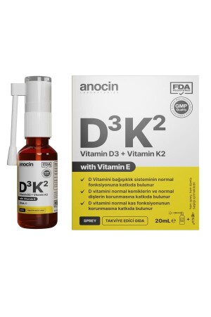 فيتامين D3 K2 فيتامين E - 1000 IU 2m Mcg قطرات 20 ml D3 K2 فيتامين D3k2 - Anocin