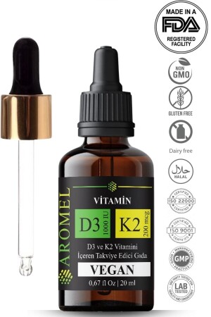 D3 K2 Vitamini Damlalıklı Kapak D3 1000 Iu 200 Mcg K2 Mix -fda - 1
