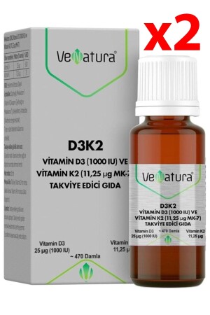 D3k2 Vitamin D3 1000 Iu K2 11-25 Mcg 20 ml 2 Adet - 2