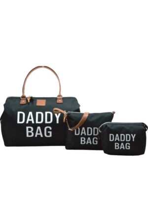 Daddy Bag 3 Lü Set Siyah Tasarım Father Baby Mommy Bebek Bakım Ve Erkek Çantası AYB-MB3CY - 2