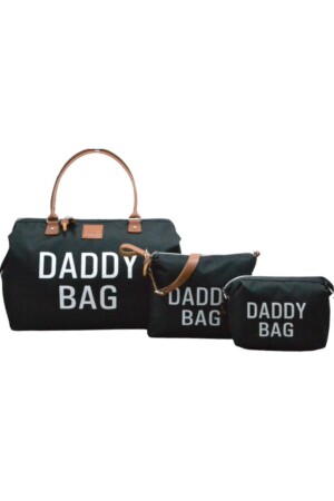 Daddy Bag 3 Lü Set Siyah Tasarım Father Baby Mommy Bebek Bakım Ve Erkek Çantası AYB-MB3CY - 4