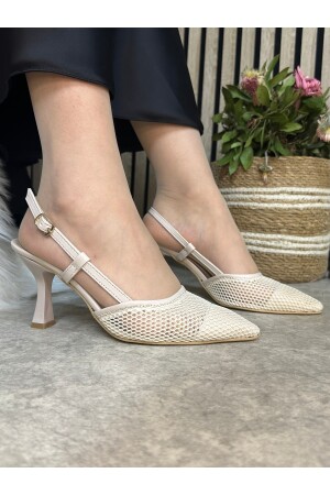 Daily Damen-Abendkleid-Schuhe 923 aus nacktem Netzstoff mit offenem Rücken und verstellbarer Schnalle und dünnen Absätzen - 2