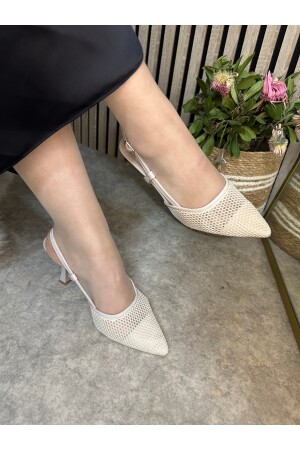 Daily Damen-Abendkleid-Schuhe 923 aus nacktem Netzstoff mit offenem Rücken und verstellbarer Schnalle und dünnen Absätzen - 4