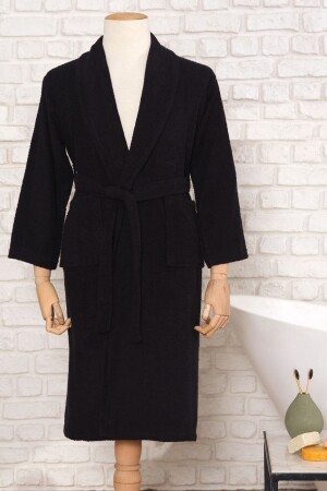 Daily Soft Schwarzer Herrenbademantel aus 100 % Baumwolle L/XL - Karaca Home