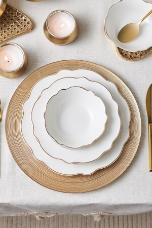 Daisy Gold Wave Shape 24 Parça 6 Kişilik Porselen Yemek Takımı 153.03.08.3000 - Karaca