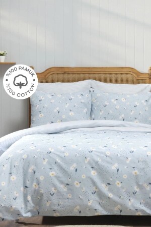 Daisy Mint 100 % Baumwolle Doppelbett-Bettbezug und Kissen-Set 160. 02. 01. 0731 - 4