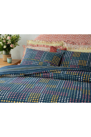 Daisy Patchwork-Baumwoll-Einzelbettbezug-Set, 160 x 220 cm, Marineblau, 10039002 - 4