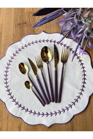 Dali Allegra Gold Purple 42 Parça 6 Kişilik Çatal Bıçak Kaşık Takımı Çkb 113008 - ROSSEV