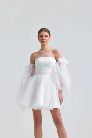 Dalya Beyaz Straplez Mini Elbise - 1