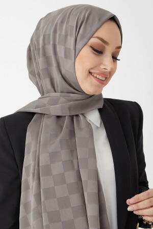 Dama seidiger Jacquard-Hijab-Schal – Dunkelgrau OZ1001 - 4