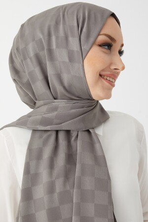 Dama seidiger Jacquard-Hijab-Schal – Dunkelgrau OZ1001 - 5