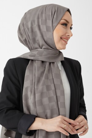 Dama seidiger Jacquard-Hijab-Schal – Dunkelgrau OZ1001 - 6