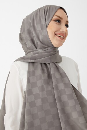 Dama seidiger Jacquard-Hijab-Schal – Dunkelgrau OZ1001 - 8