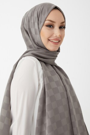 Dama seidiger Jacquard-Hijab-Schal – Dunkelgrau OZ1001 - 5