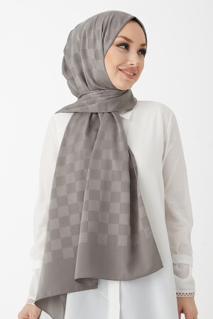 Dama seidiger Jacquard-Hijab-Schal – Dunkelgrau OZ1001 - 7