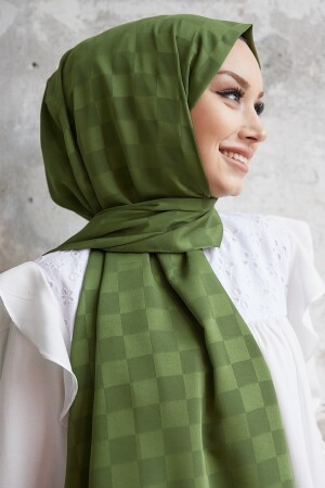 Dama seidiger Jacquard-Hijab-Schal – Khaki OZ1001 - 2