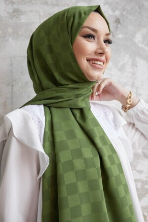 Dama seidiger Jacquard-Hijab-Schal – Khaki OZ1001 - 3