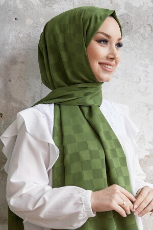 Dama seidiger Jacquard-Hijab-Schal – Khaki OZ1001 - 5