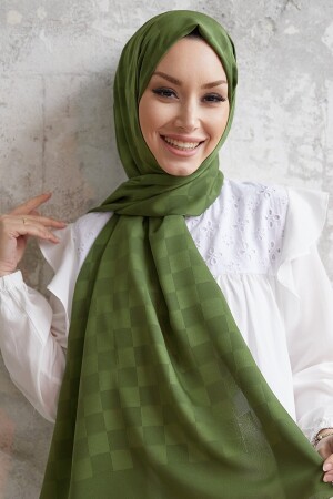 Dama seidiger Jacquard-Hijab-Schal – Khaki OZ1001 - 6