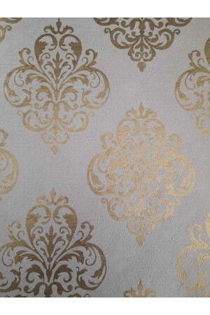 Damaks gemusterte klassische Tapete in Creme und Gold (5 m²) - 2