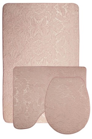 Damask 3’lü Pudra Ultrasoft Desenli Klozet Takımı Banyo Halısı Paspas Seti BnyUltraDesen - 1