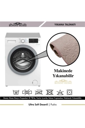 Damask 3’lü Pudra Ultrasoft Desenli Klozet Takımı Banyo Halısı Paspas Seti BnyUltraDesen - 5