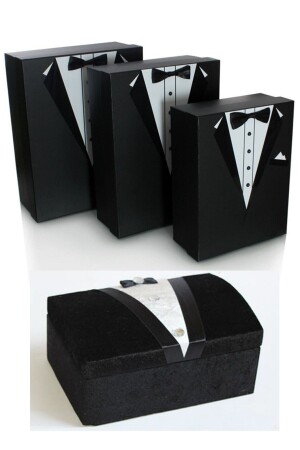 Damat Bohça Dowry 3-teiliges Box-Set mit Holzkiste. Set bestehend aus 3 Boxen + Truhe - 1