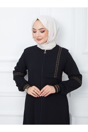 Damen-Abaya mit Ärmeln und Brustdetail - 1