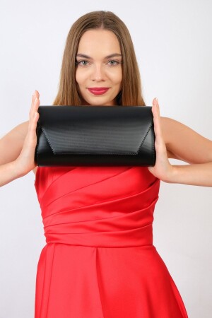 Damen-Abendkleid aus schwarzem Stoff mit Kette, Damen-Clutch, Portfolio, Abendtasche 510 - 1