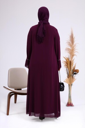 Damen-Abendkleid-Set in großen Größen mit Stein- und Perlenmuster, plissierten Mutter-Hijab-Kleidern, 4578ferace - 5