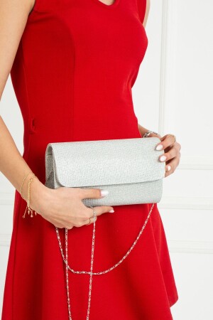 Damen-Abendtasche aus silberfarbenem Lurex AB99631 - besmoda