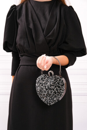 Damen-Abendtasche „Heart Stoned“ in Schwarz und Grau - 4