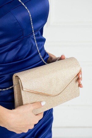 Damen-Abendtasche mit silberner Kette und Rosenbrust - Cs Store