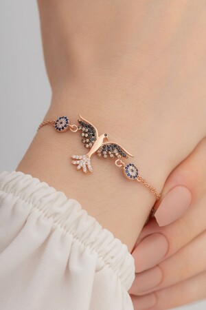 Damen-Armband, Modell Smaragd und Phönix, Silber, mit Rose Evil Eye Gblzmrdnkm1-ros - 1