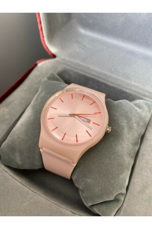 Damen-Armbanduhr mit Silikonband in Puderrosa, weiß x1 - İnogge