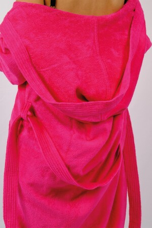 Damen-Bademantel aus 100 % Baumwolle, extra weich, Fuchsia, mit Kapuze, PRA-4552834-891296 - 5