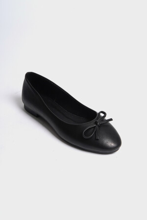 Damen-Ballerinas aus echtem Leder mit Schleife und runder Spitze - 5