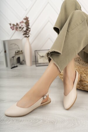 Damen-Ballerinas „Misty Cream Skin“ mit offenem Rücken und spitzer Zehenpartie - 3