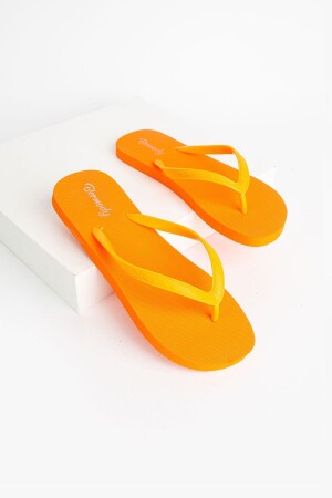 Damen Basic Bequem Es tut nicht weh zwischen den Fingern Orange Strandhausschuhe Flip Flops BER100001TER - 1