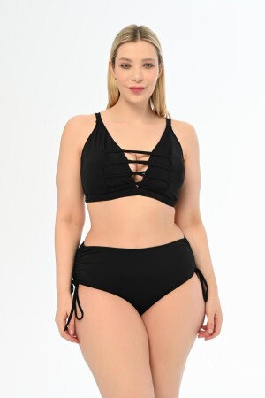 Damen-Bikini-Set „Venezia Cross String“ in Schwarz in Übergröße mit tiefem Ausschnitt - 1