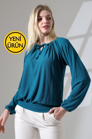 Damen-Bluse mit Raglanärmeln von KissNeck, komplett mit Kordelzug, Spitze, bequem, flexibel, gekämmte Baumwollbluse und Hijab-Bluse - 1