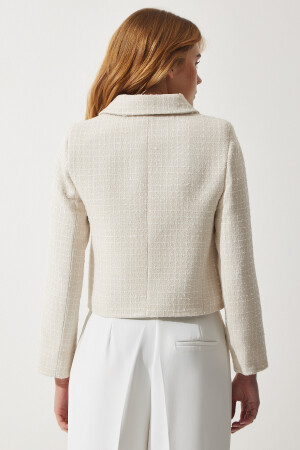 Damen Bone Crop Tweed Blazer Jacke TO00039 40 - 5