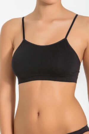 Damen-Bustier aus Bambus mit Seilriemen und schwarzen Polstern - 1