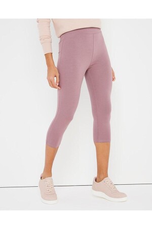 Damen-Capri-Strumpfhose mit hoher Taille, große Größe, Staubige Rose - 1